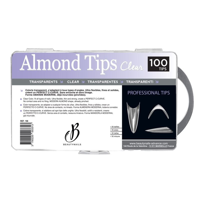 ALMOND TIPS CLEAR 100 PCS